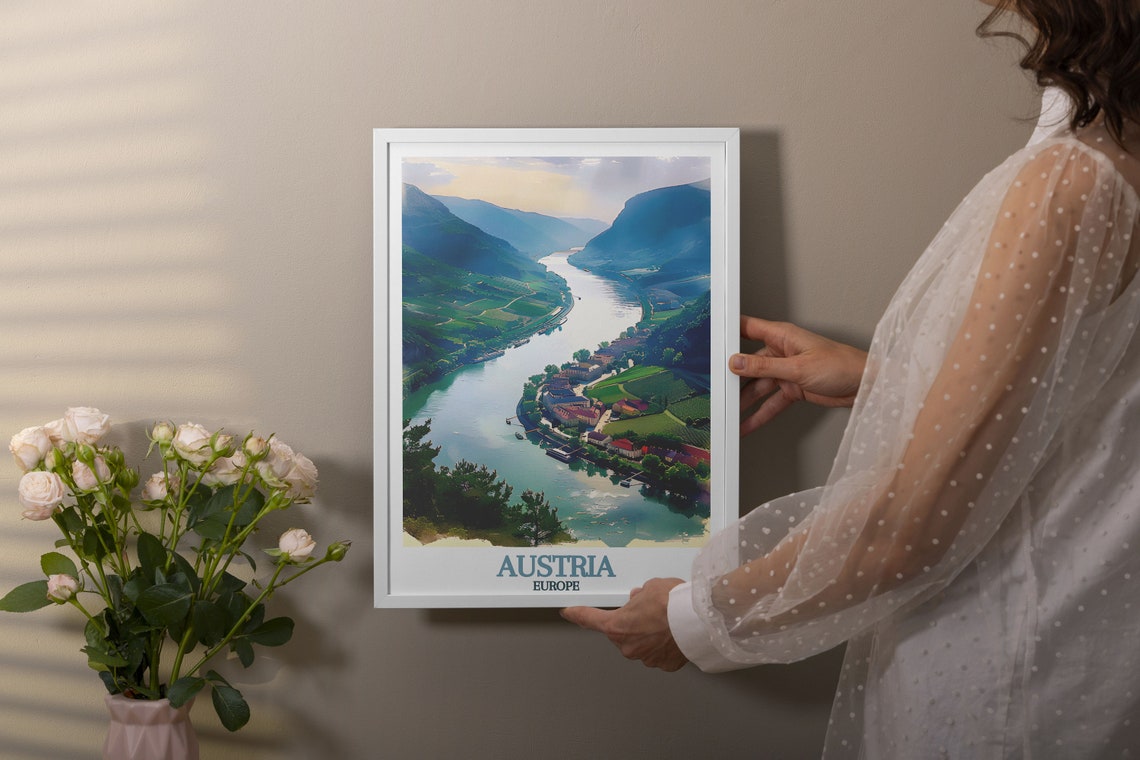 Austria Danube River Valley Vineyard Village Panoramic Travel Poster - Image 2