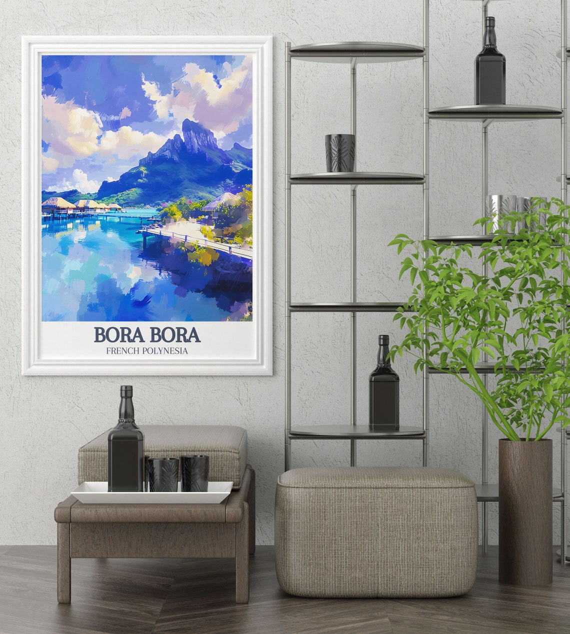 Bora Bora French Polynesia Overwater Bungalows Lagoon Travel Poster - Image 3