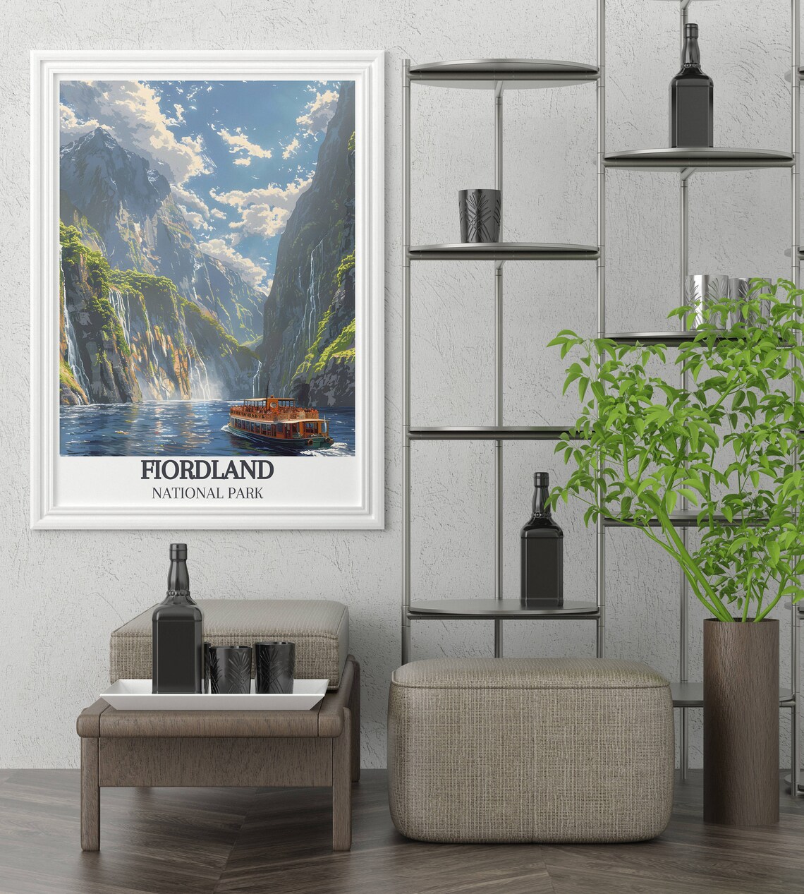 Fiordland National Park Milford Sound Cruise Boat Cliffs Poster - Image 2