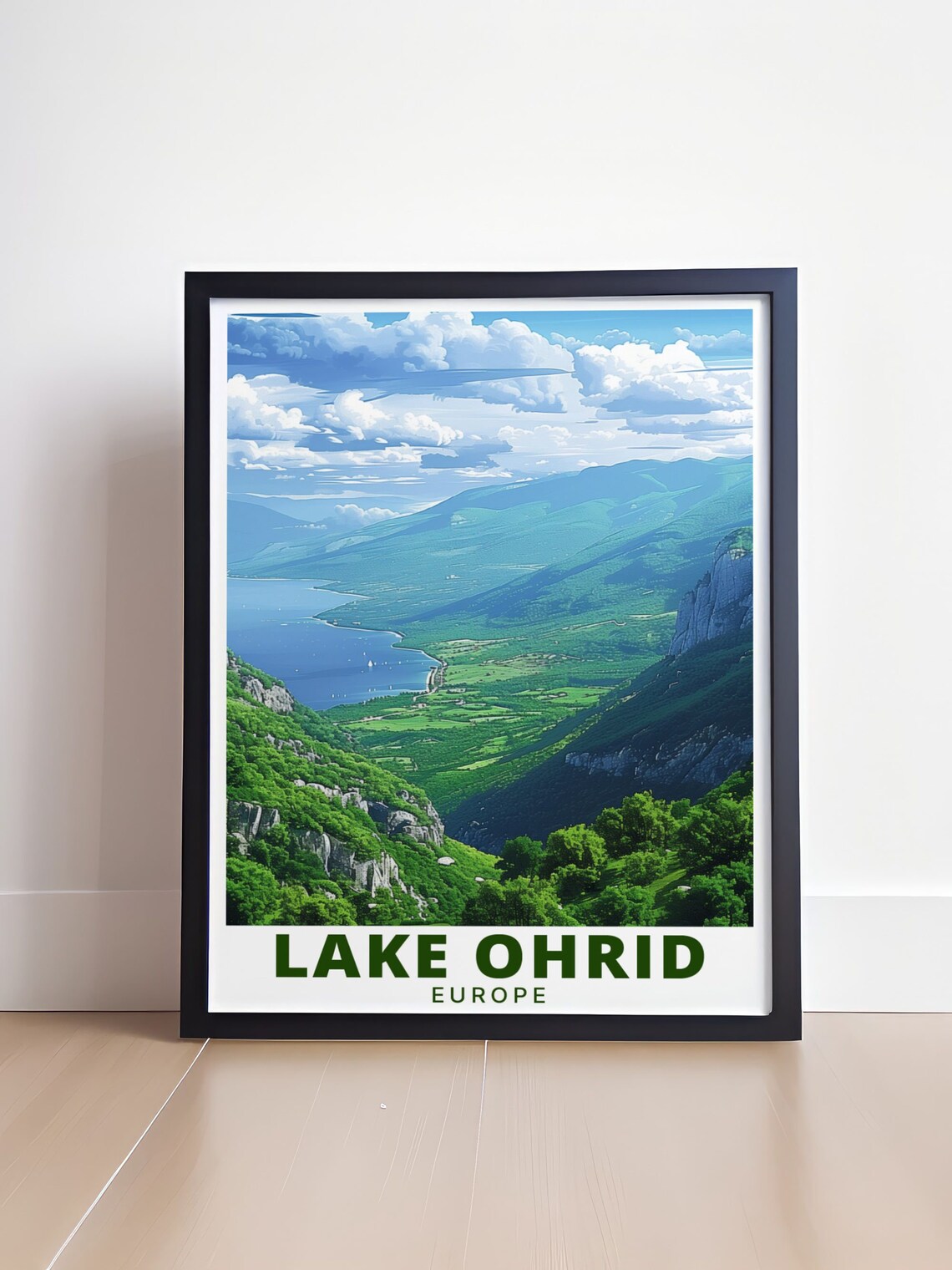Lake Ohrid Mountain Valley Scenic Panorama Europe View Poster - Image 4