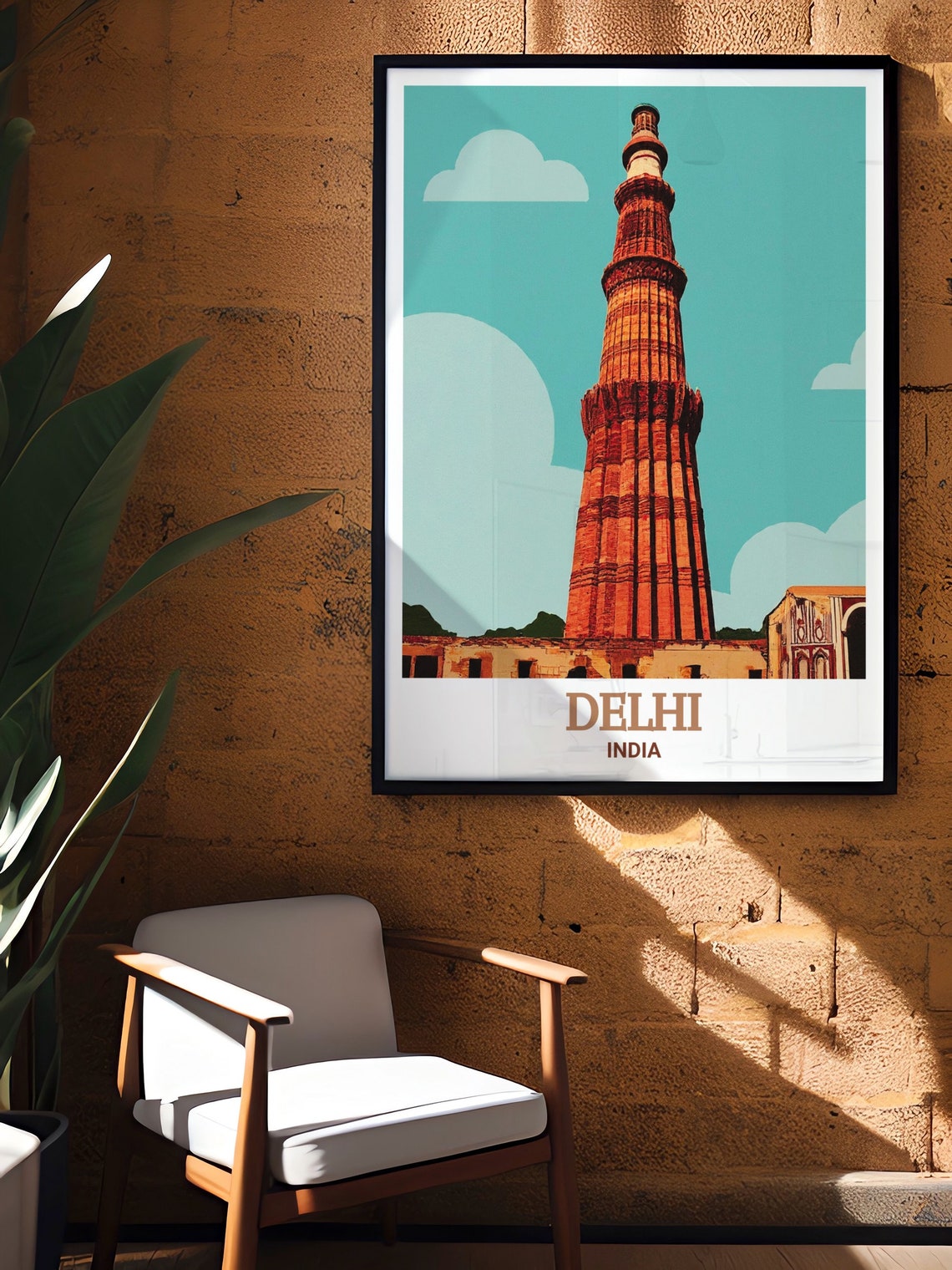 Delhi Travel Poster Qutub Minar Poster For Beautiful Delhi Wall Art Qutub Minar Travel Poster Qutub Minar Decor Delhi Art Print - Image 3