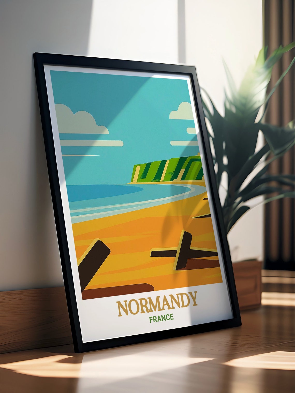Normandy France Omaha Beach Cliffs History Minimalist Poster - Image 2