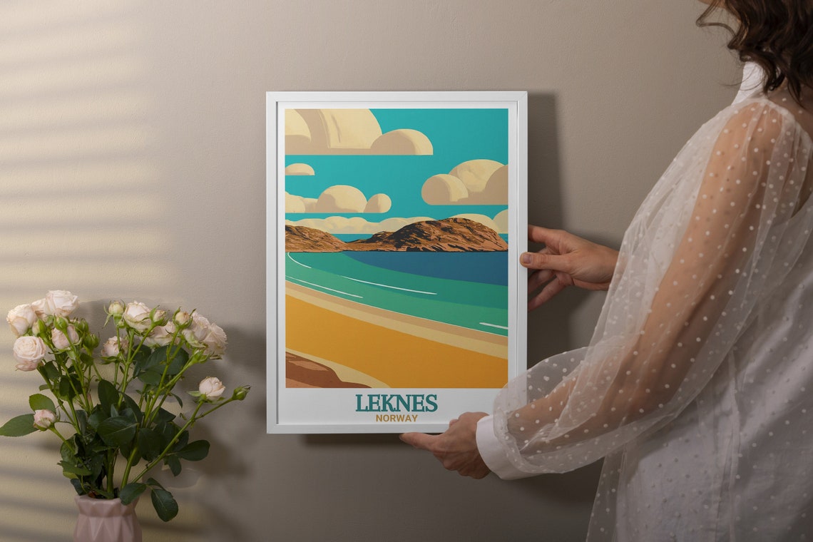 Leknes Norway Golden Sand Beach Lofoten Islands Travel Poster - Image 3