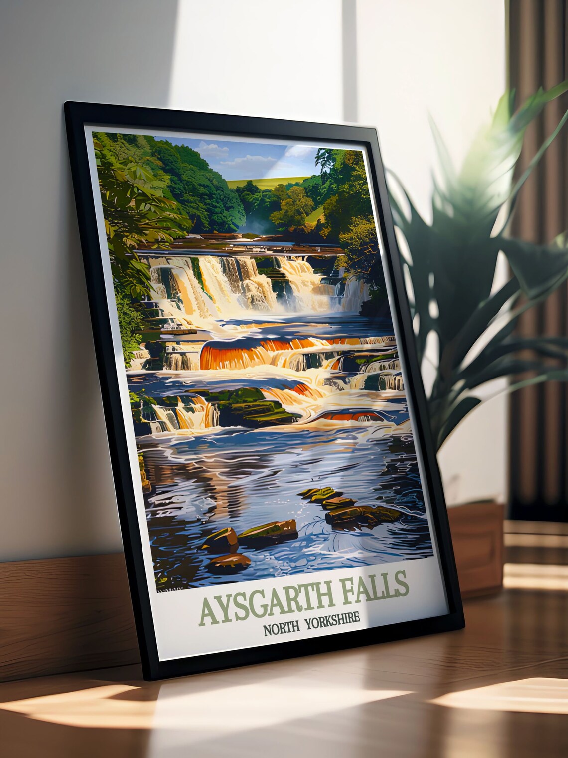 Aysgarth Falls Retro Poster, National Park Print - Image 2