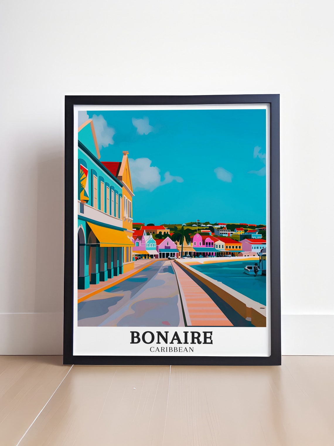 Bonaire Kralendijk Colorful Waterfront Street View Scene Poster - Image 4