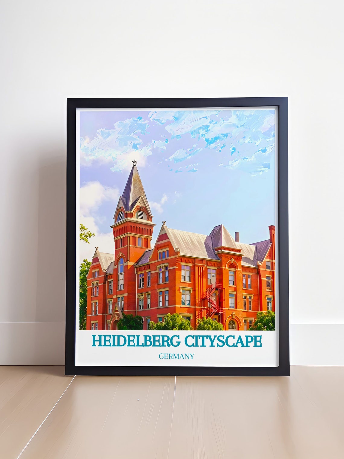 Heidelberg Germany Cityscape Poster Historic Red Brick Building View - Image 4