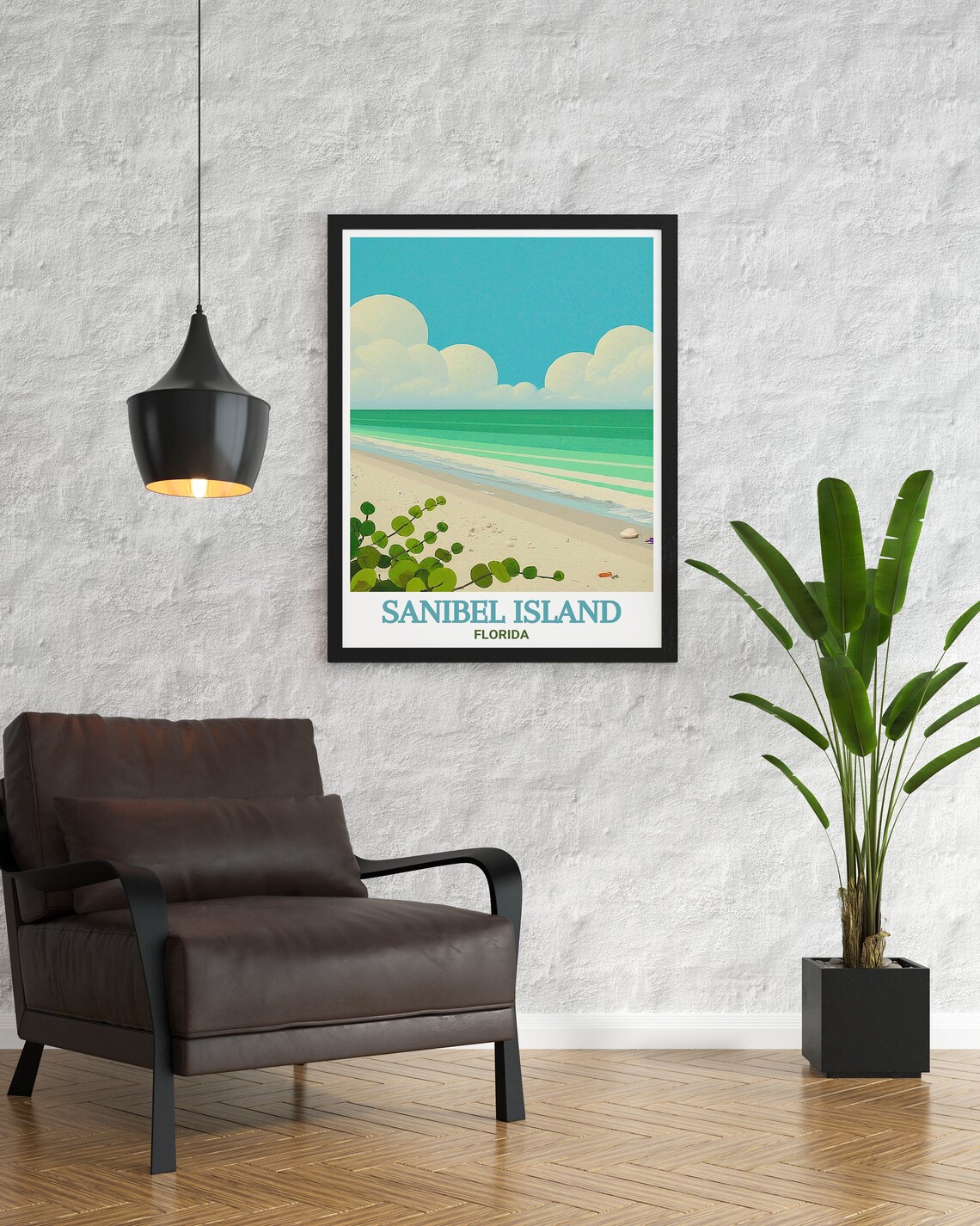 Sanibel Island Bowmans Beach Sea Grapes Florida Coastal Art Poster - Image 2