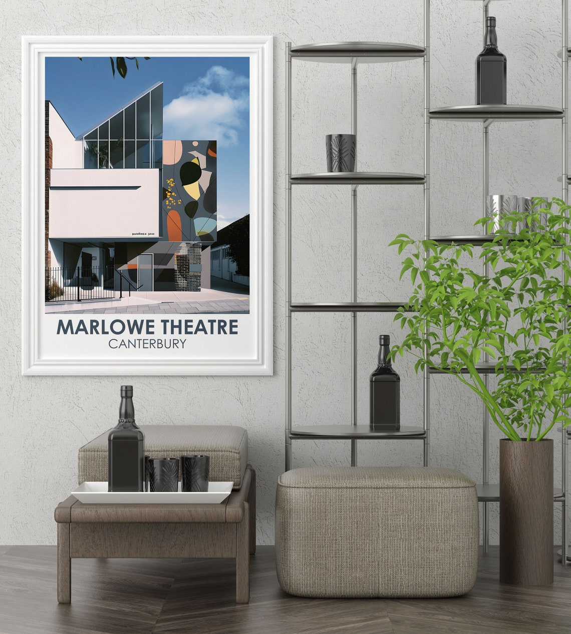 Marlowe Theatre Canterbury Modern Building Glass Facade Poster - Image 3
