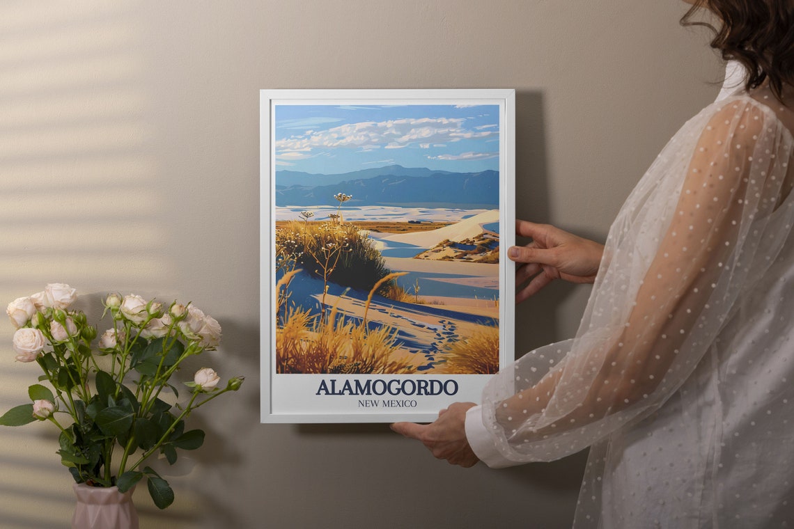 Alamogordo White Sands Desert Warm Sunset Glow Travel Art Poster - Image 3