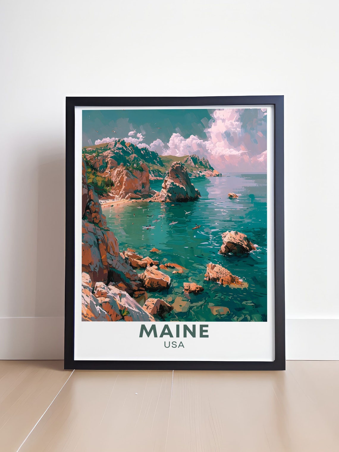 Maine USA Rugged Rocky Coast With Turquoise Water Cove Poster - Image 4