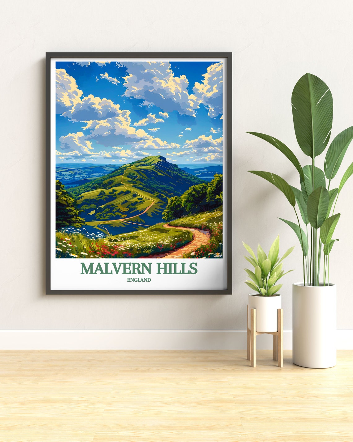 Malvern Hills England Summit Trail Wildflowers Mountain View Poster - Image 3