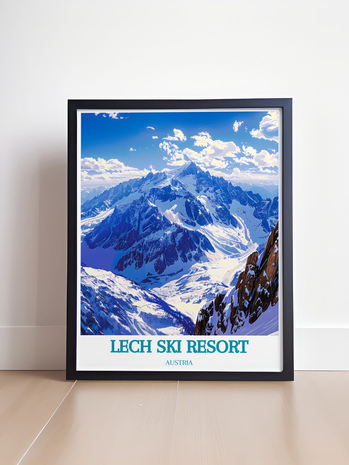 Lech Ski Resort Austria Snowy Alpine Peaks Winter Scene Poster - Image 4
