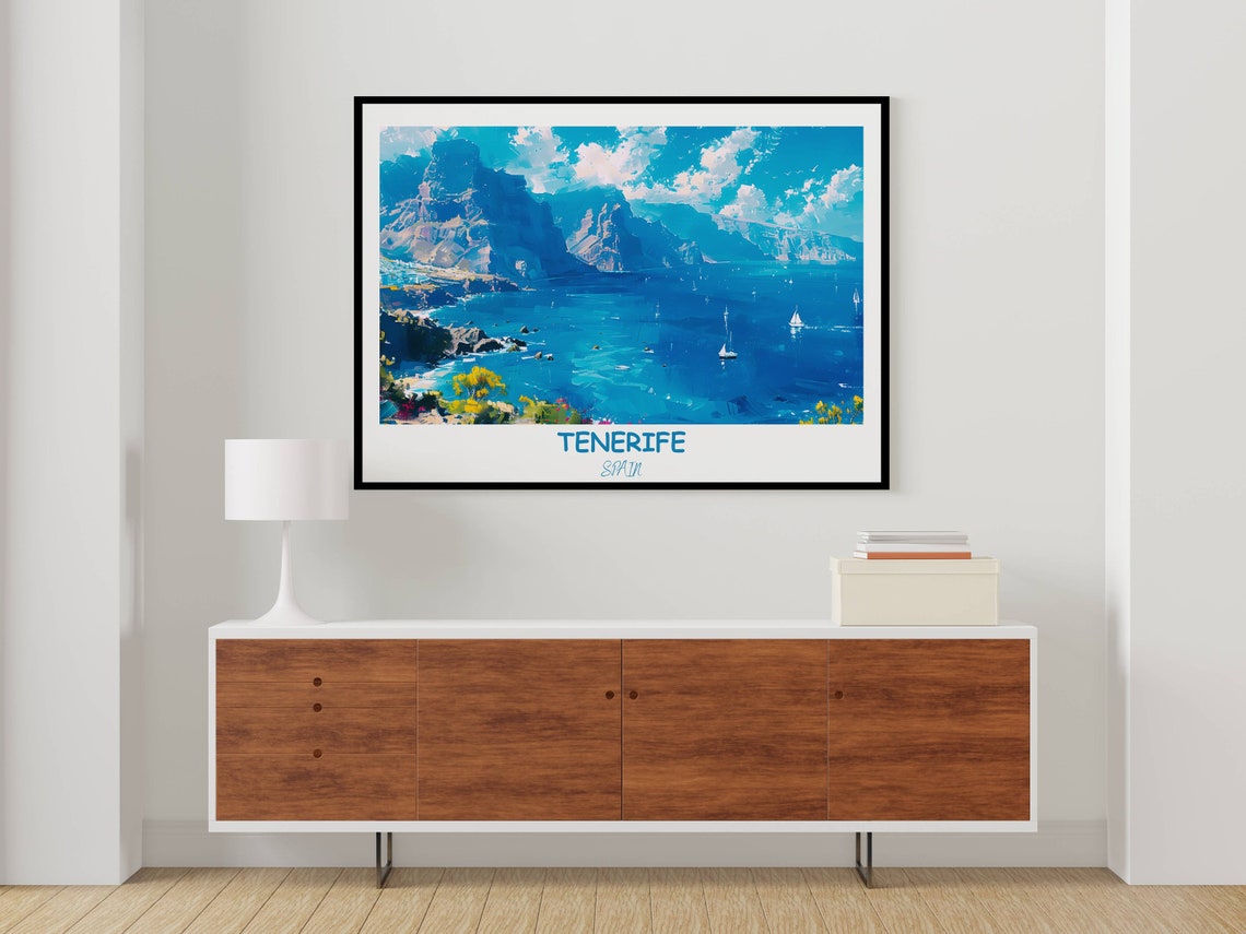 Los Gigantes Cliffs Over Blue Bay With Sailboats Tenerife Poster - Image 2