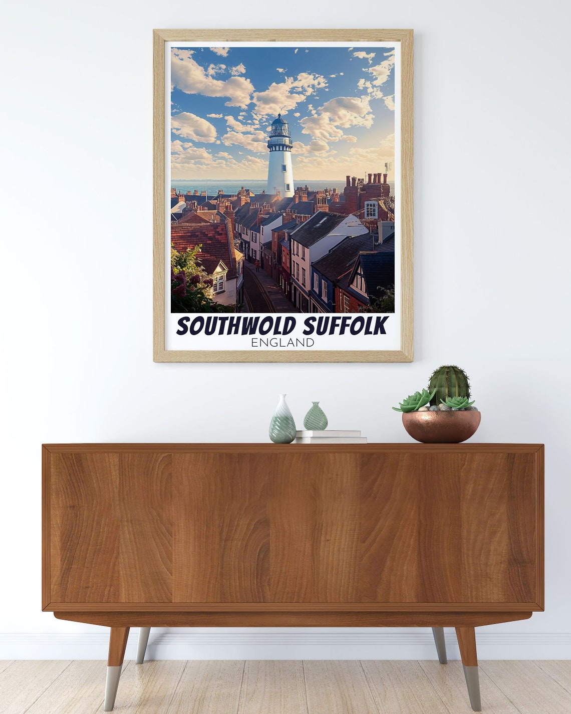 Southwold Suffolk England Lighthouse Town Rooftops Travel Poster - Image 2