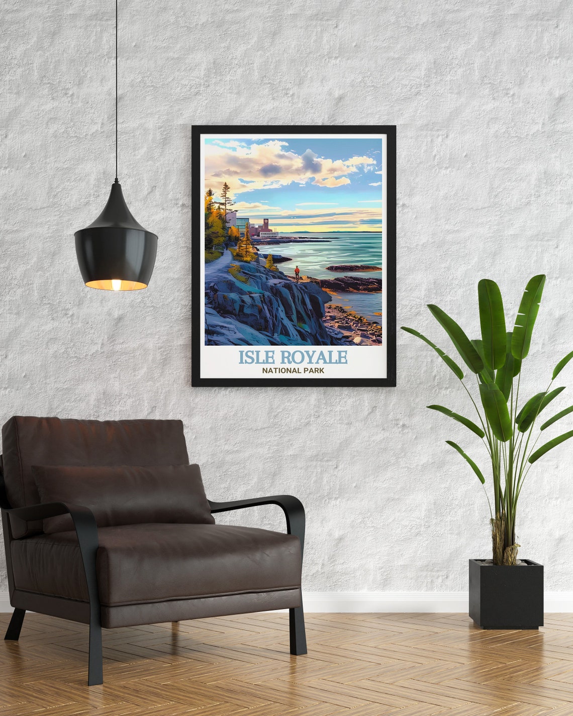 Isle Royale National Park Rocky Coast Sunset Hiker Travel Poster - Image 3