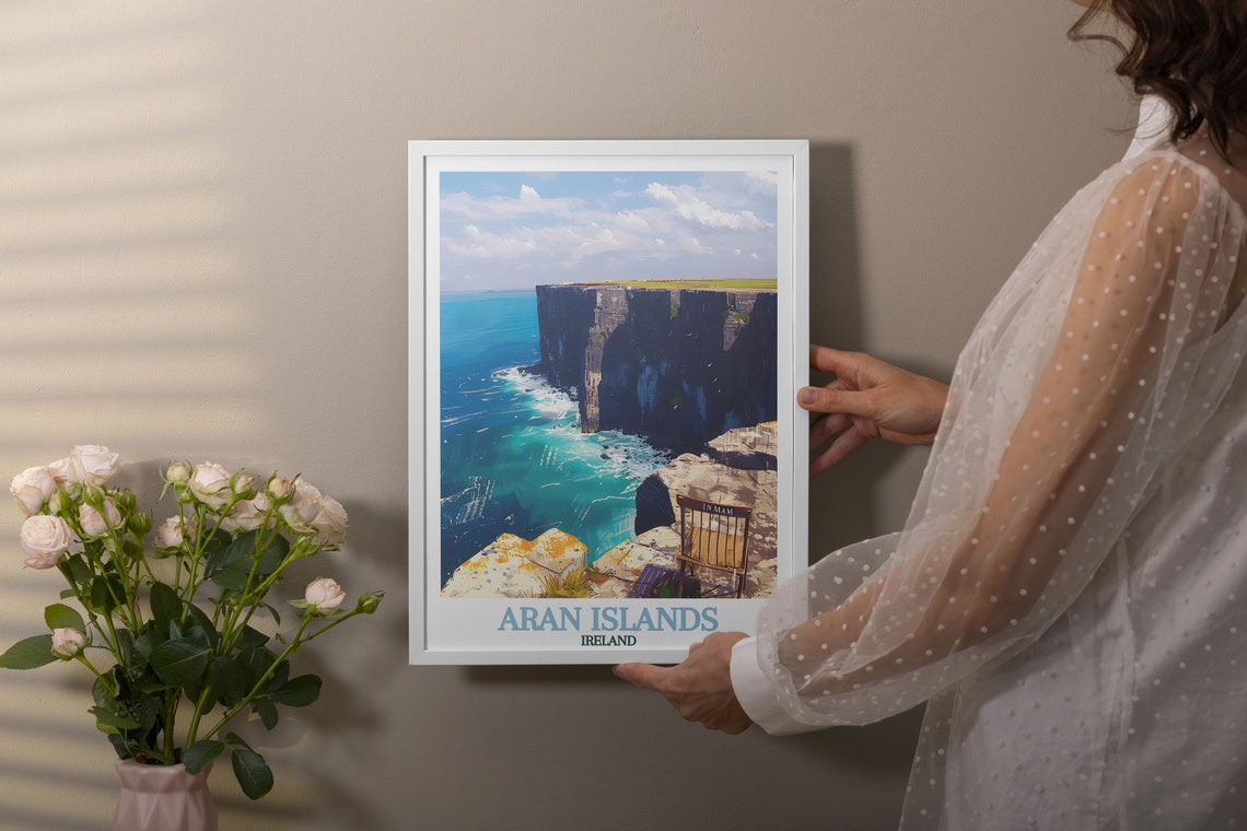 Aran Islands Ireland Sea Cliffs Coastal Cliff Top Travel Art Poster - Image 2