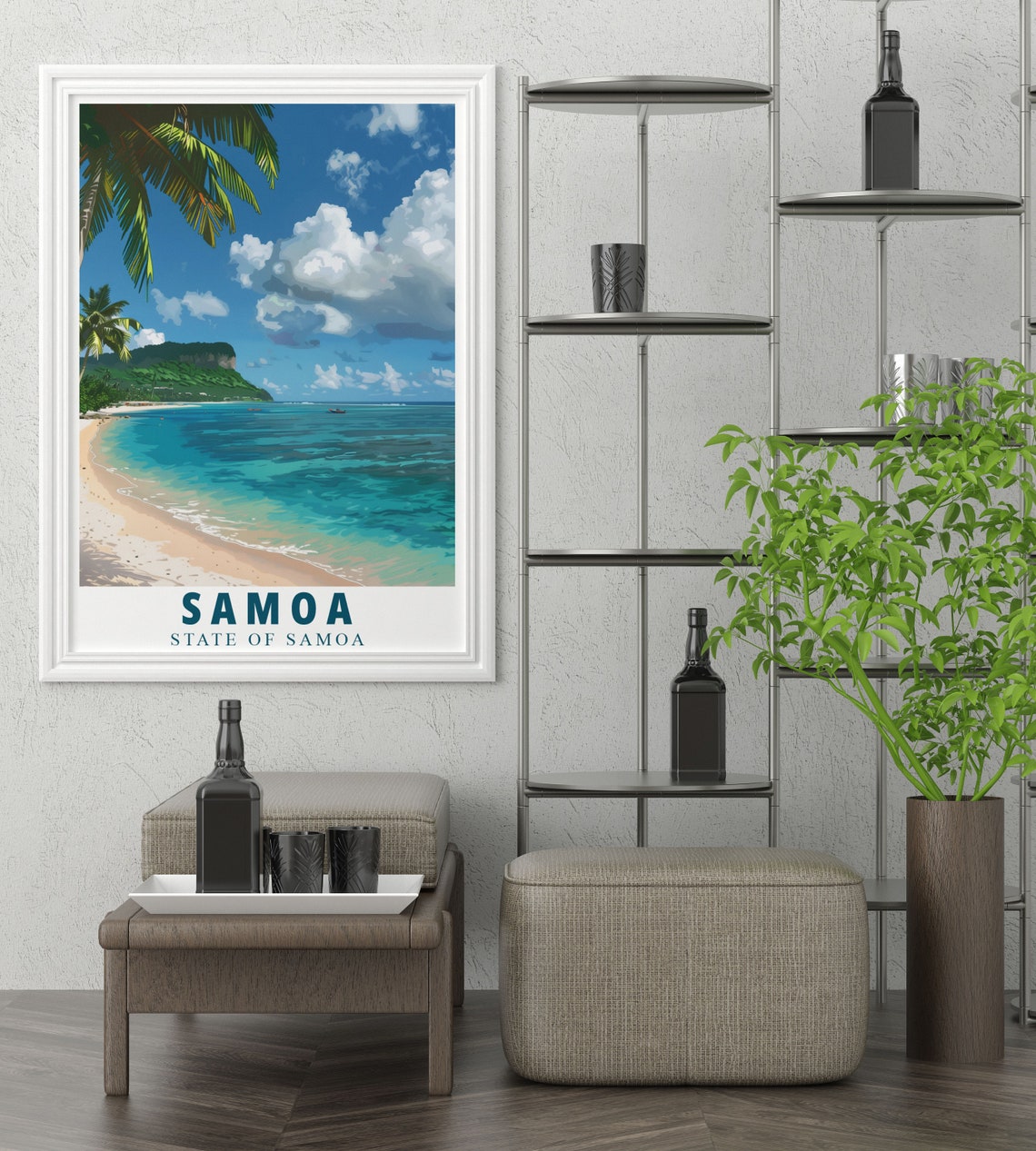 Lalomanu Beach White Sand Palm Turquoise Lagoon Samoa Island Poster - Image 3