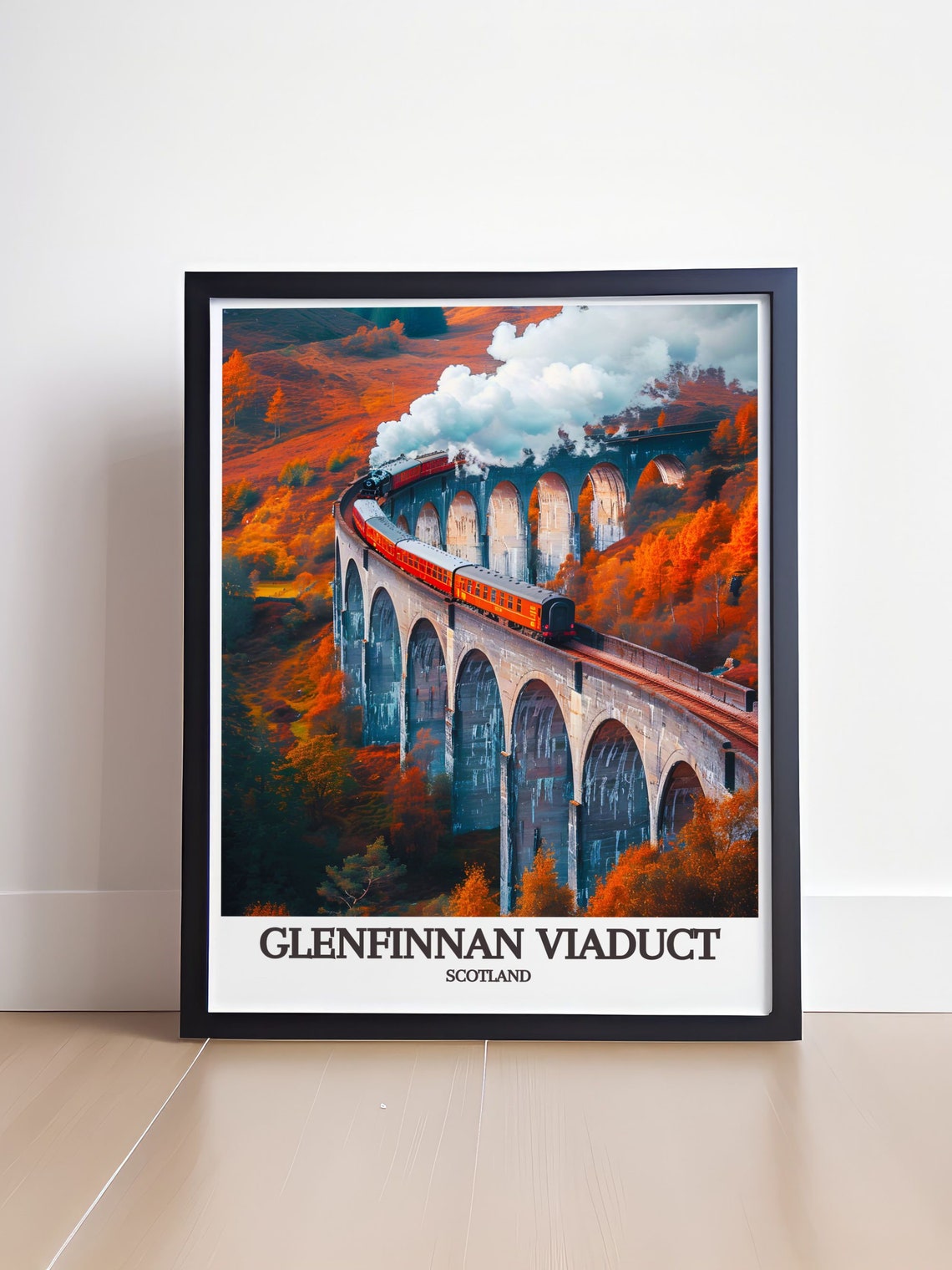 Glenfinnan Viaduct Scotland Steam Train Crossing In Autumn Poster - Image 4