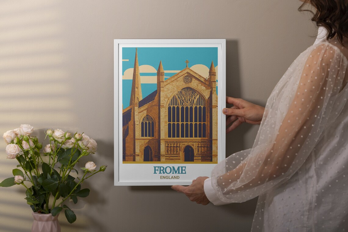 Frome England St John The Baptist Church Gothic Facade Art Poster - Image 3