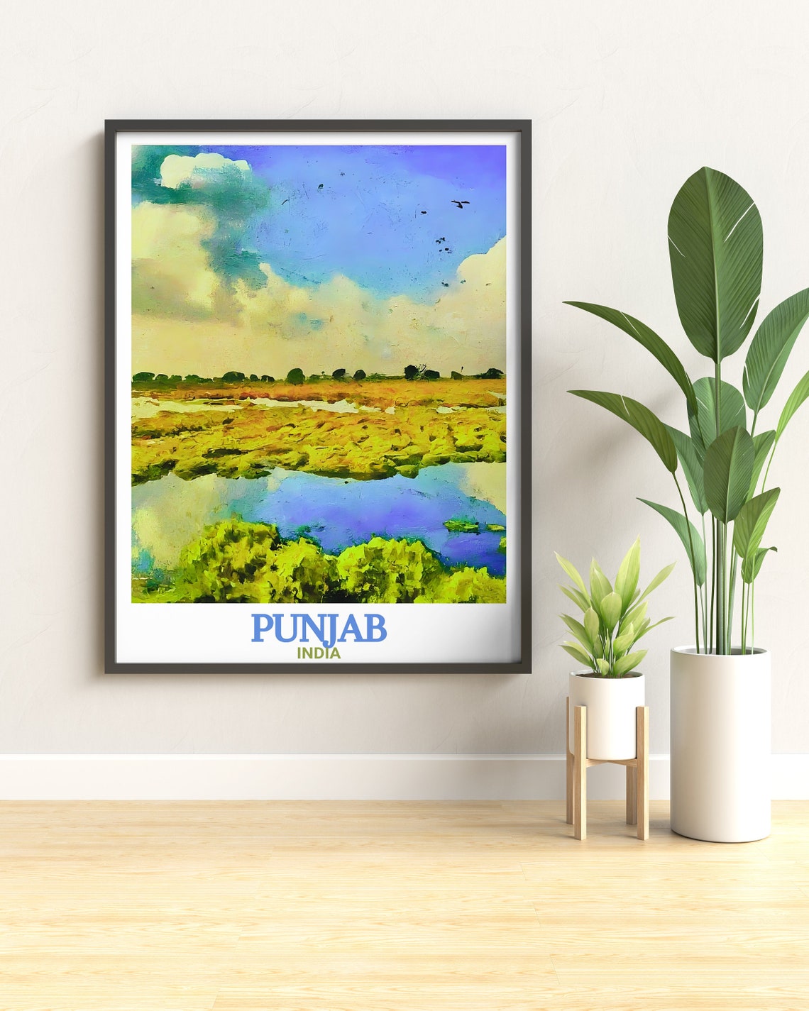 Punjab India Harike Wetland Bird Sanctuary Impressionist Poster - Image 2