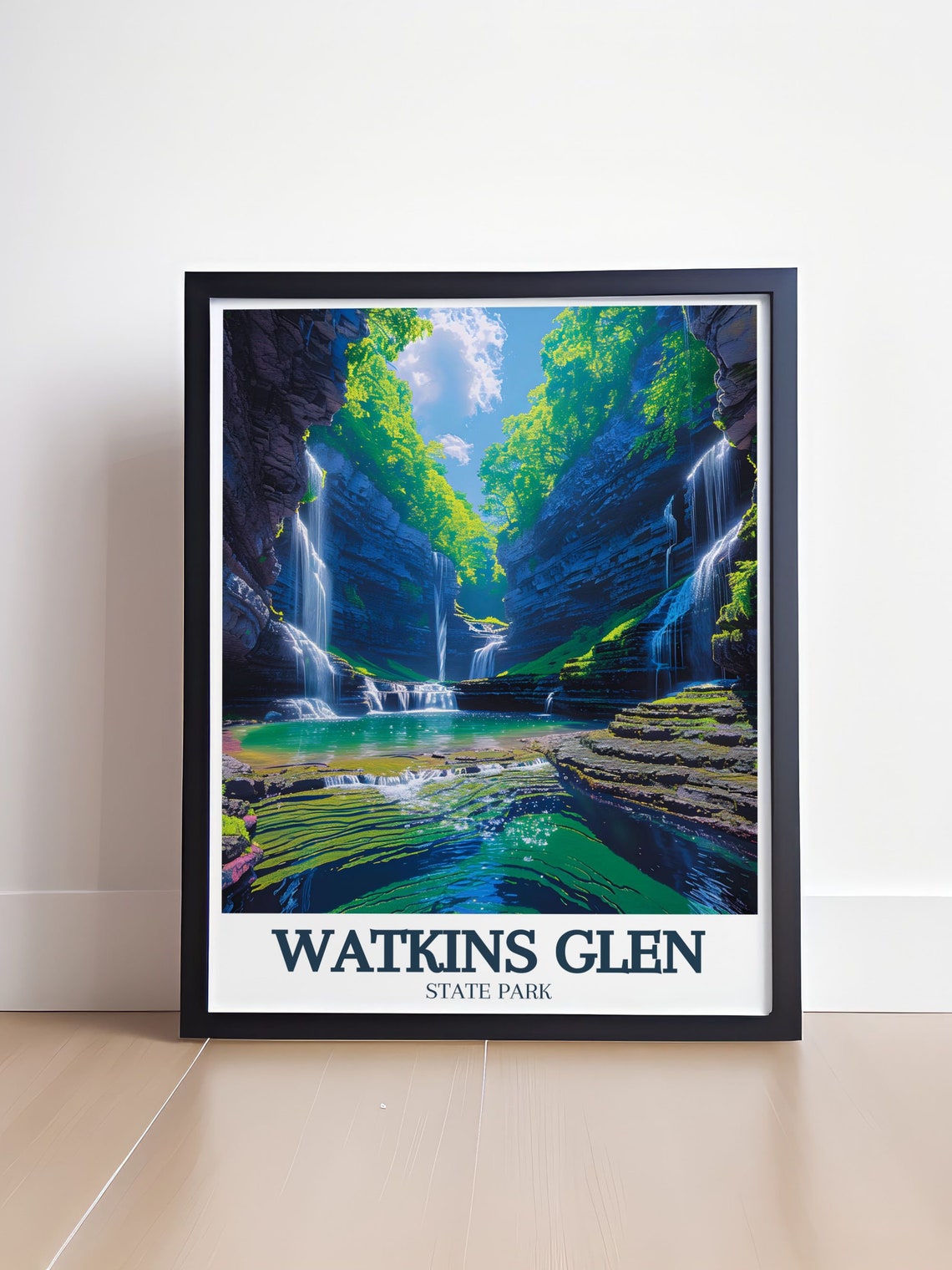 Watkins Glen State Park Emerald Pool Waterfall Cascades Travel Poster - Image 4