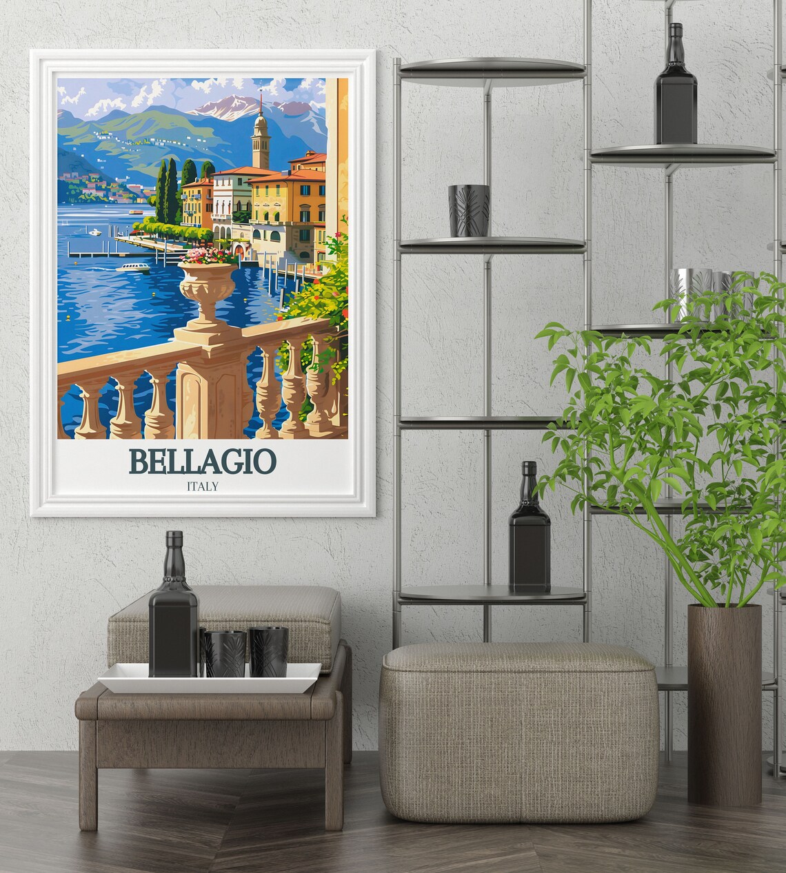 Bellagio Lake Como Villa Terrace Mountain Vista Classic Poster - Image 3