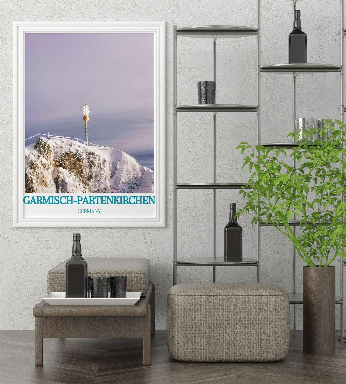 Garmisch-Partenkirchen Zugspitze Summit Cross Snowy Dusk Poster - Image 3