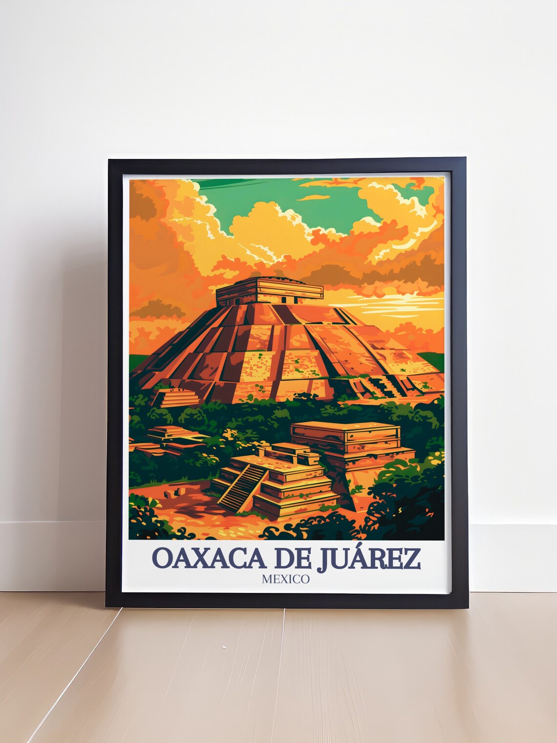Oaxaca de Juarez Mexico Monte Alban Ruins Sunset Travel Poster - Image 4