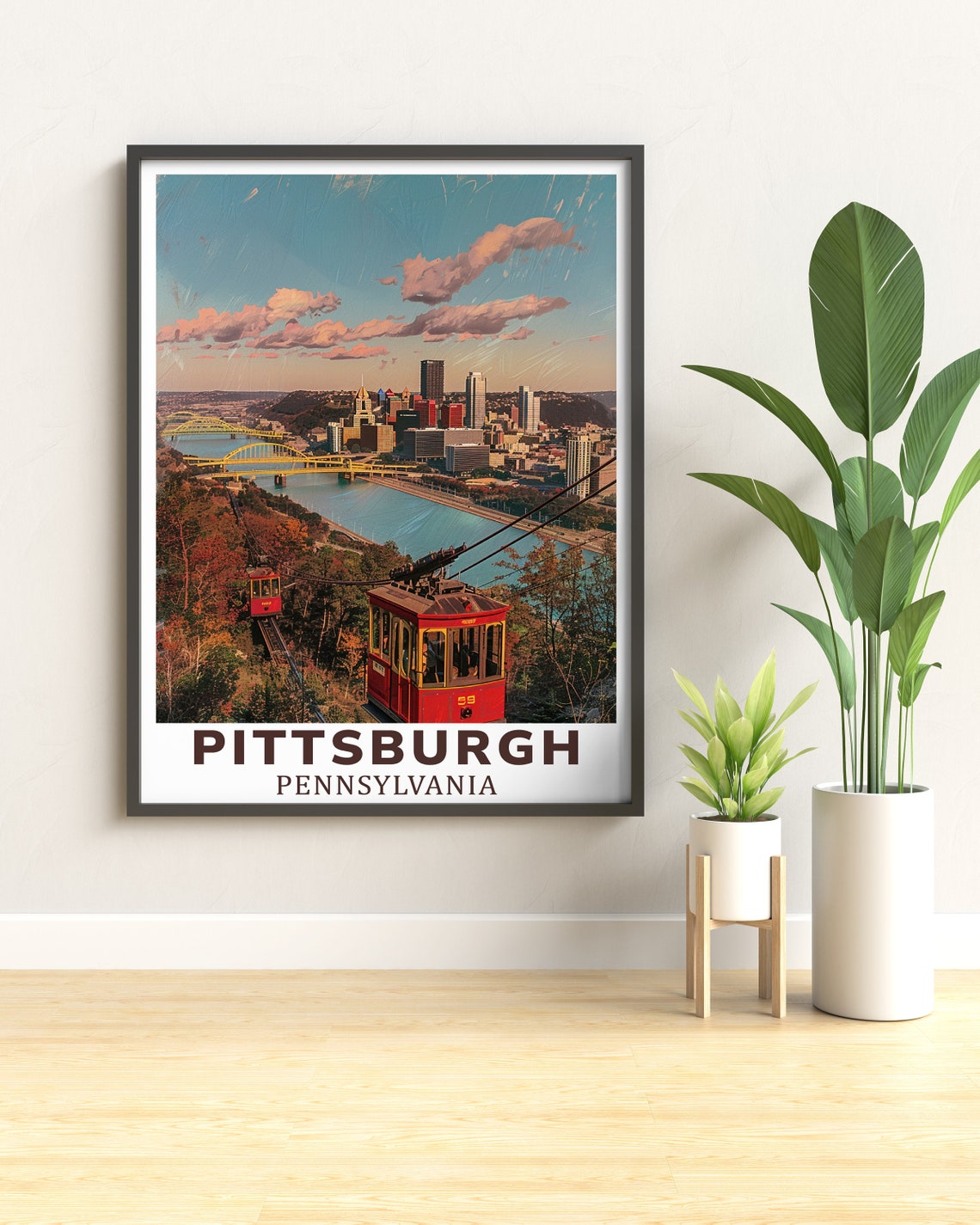 Pittsburgh Pennsylvania Duquesne Incline Cable Car Cityscape Poster - Image 3