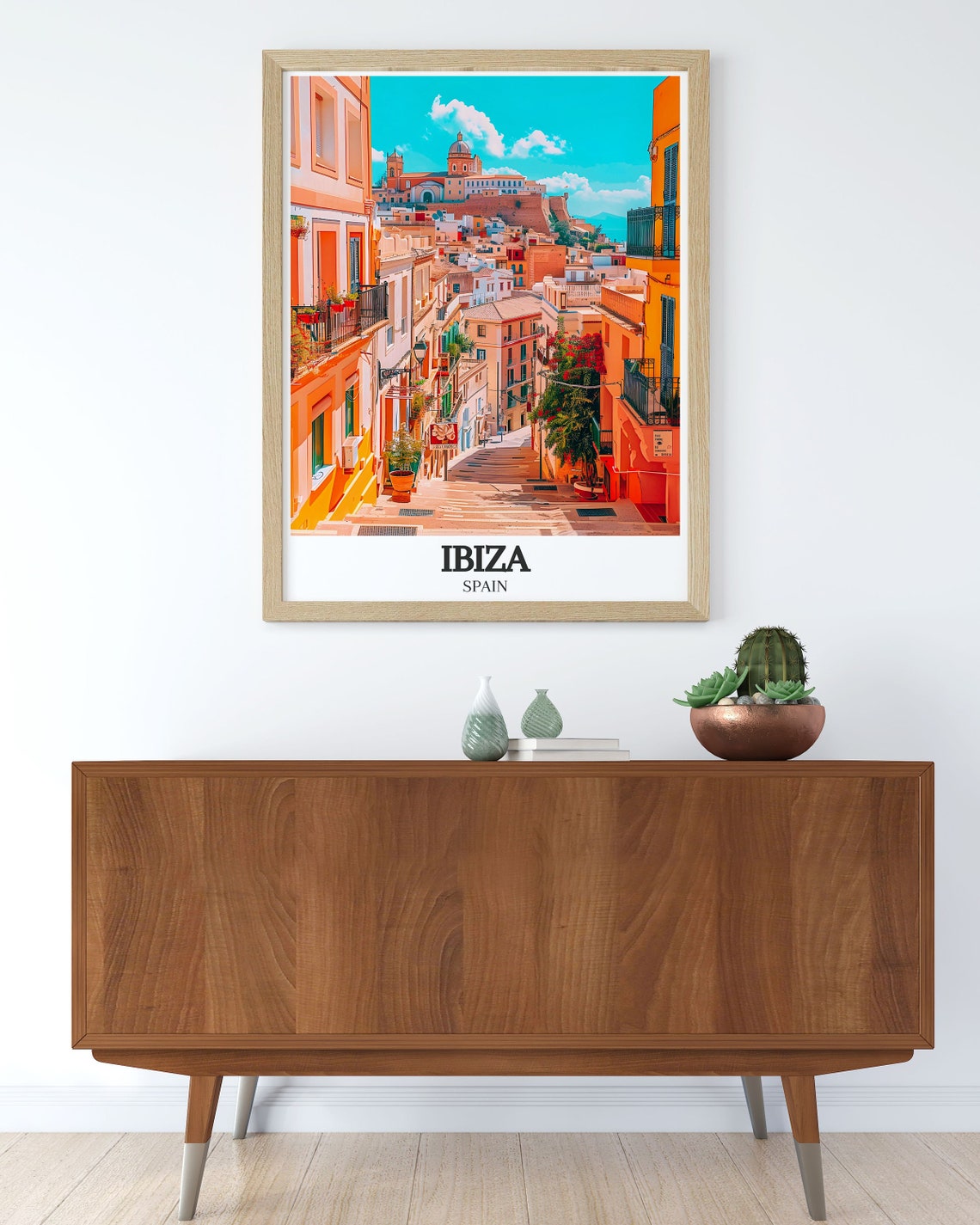 Ibiza Dalt Vila Old Town Cobbled Street Up to Cathedral Poster - Image 2