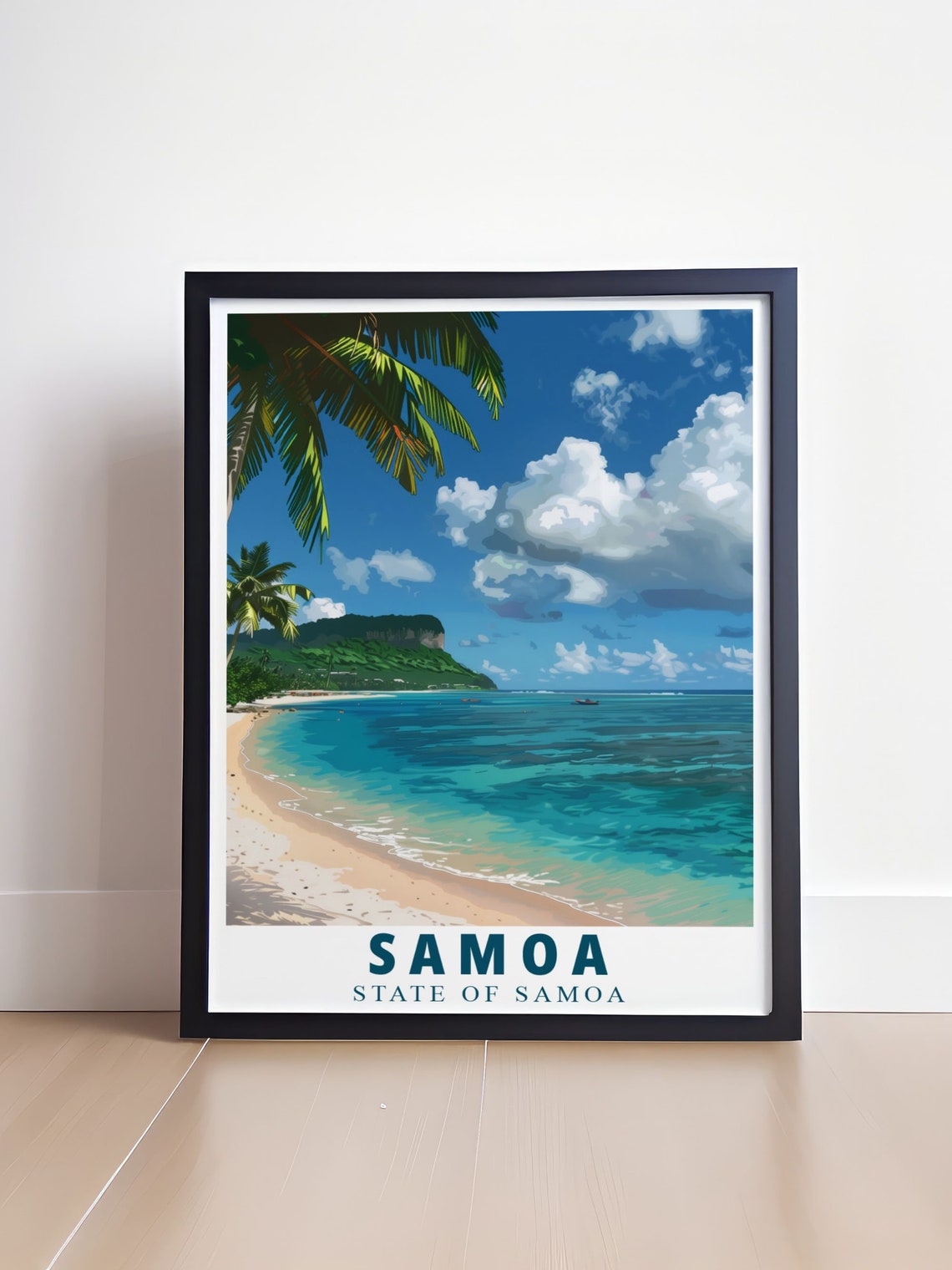 Lalomanu Beach White Sand Palm Turquoise Lagoon Samoa Island Poster - Image 4