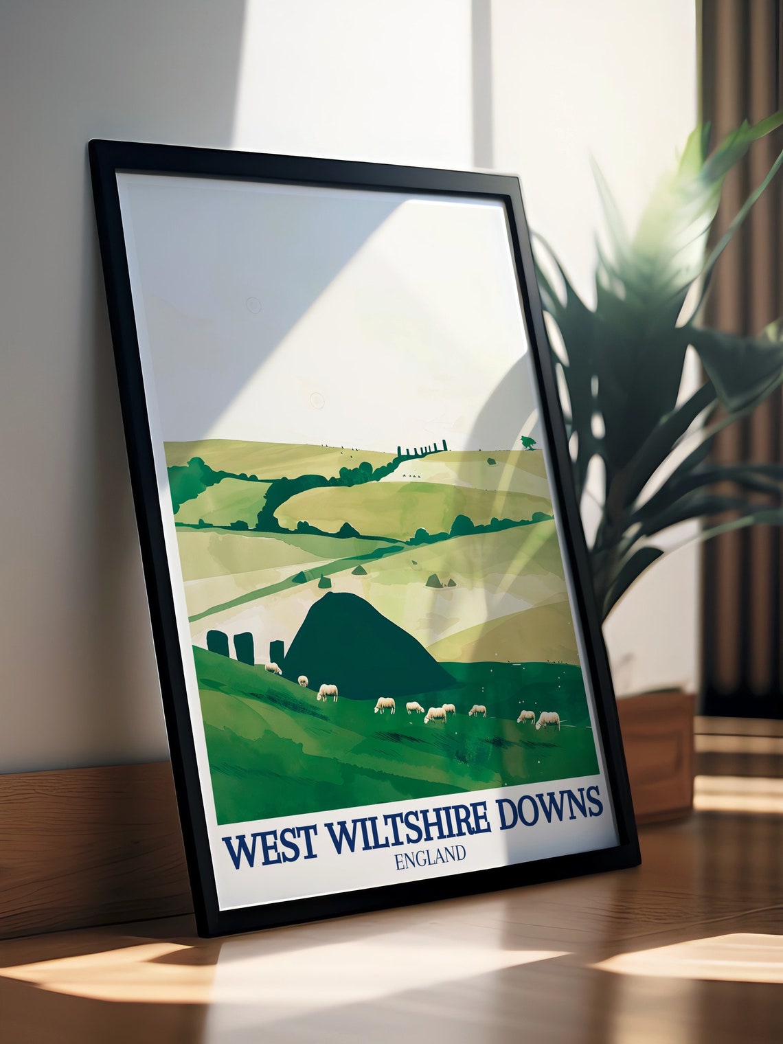 West Wiltshire Downs England Sheep Pasture Rolling Green Hills Poster - Image 3