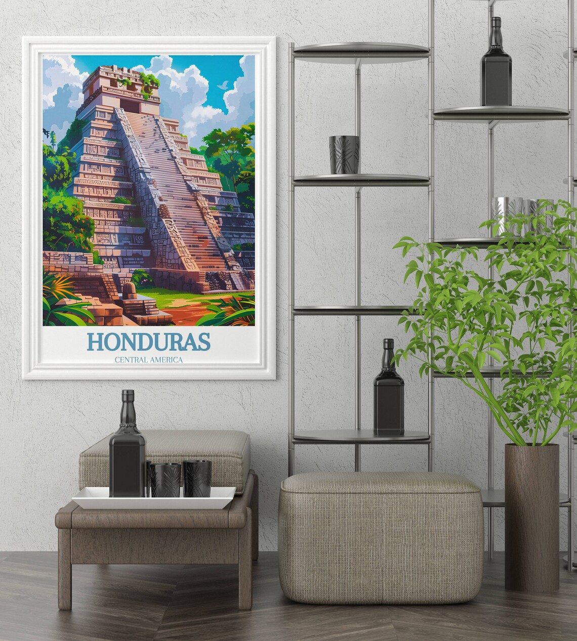 Honduras Travel Poster, Copan Ruinas Landscape - Image 2