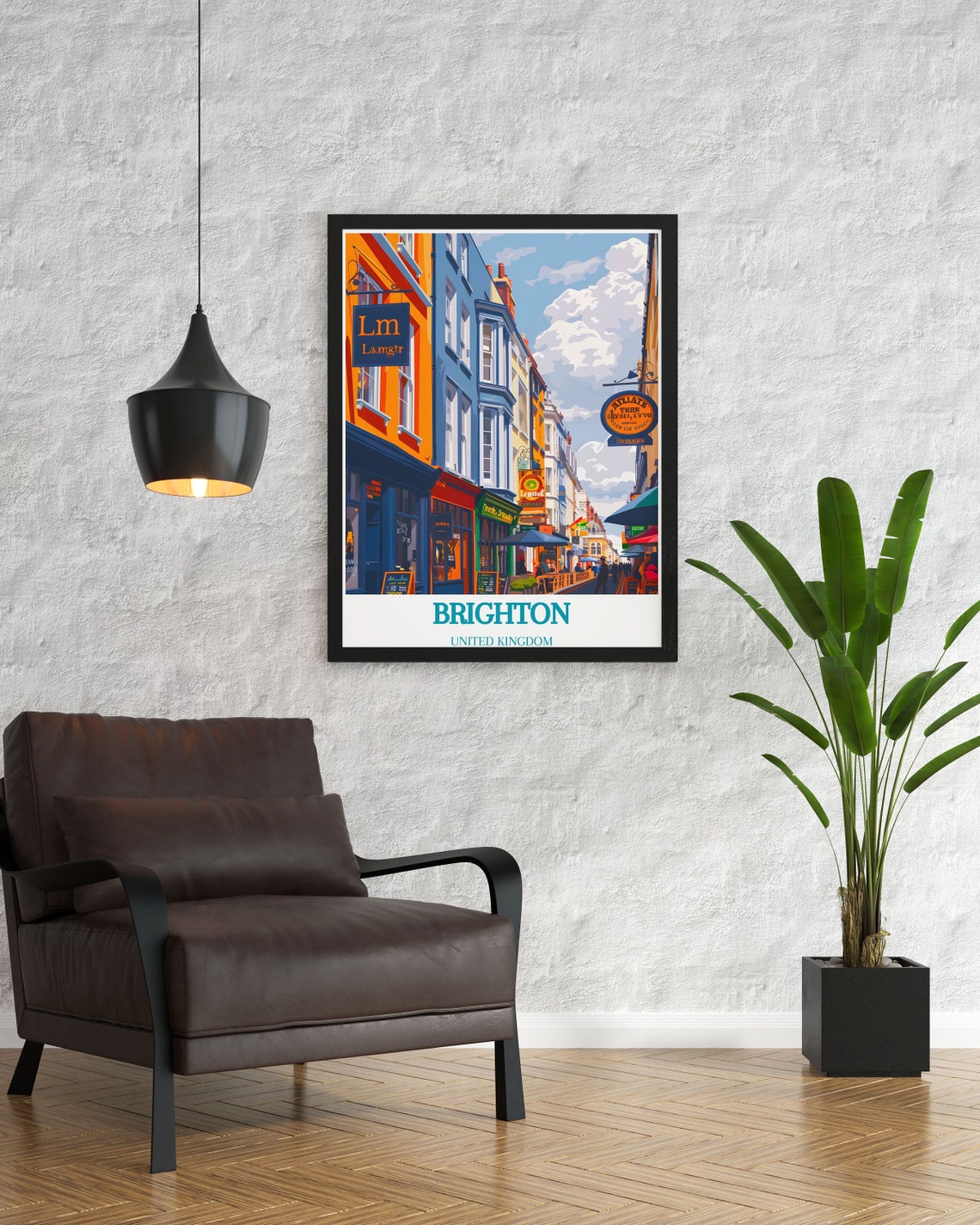 Brighton UK Colorful Historic Lanes Street Shops Travel Poster - Image 3