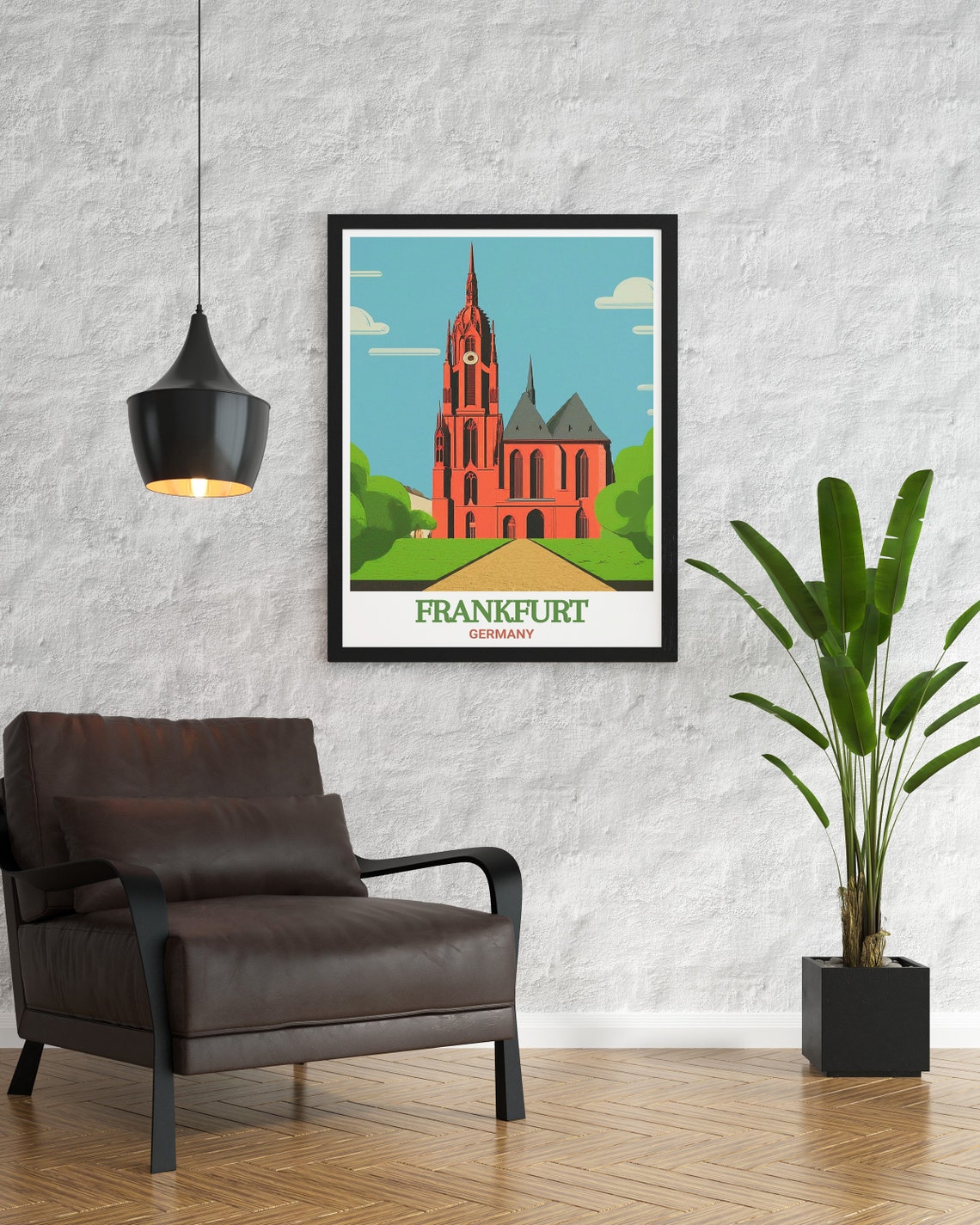 Frankfurt St Bartholomew Cathedral Red Gothic Church Travel Poster - Image 2