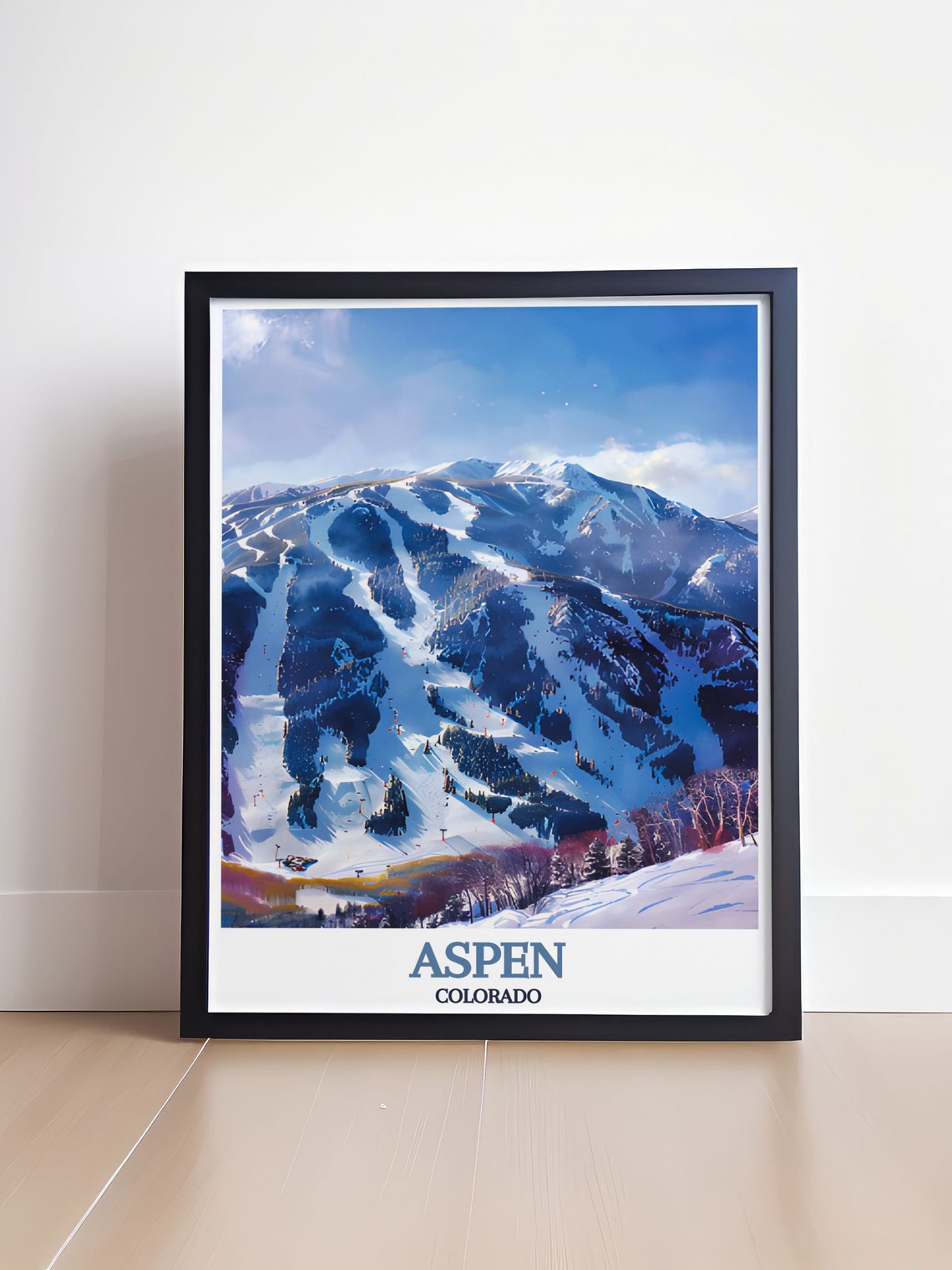 Aspen Colorado Ski Slopes Snowy Mountain Resort Travel Poster - Image 4