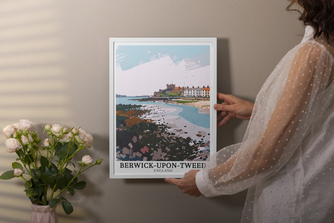 Berwick-upon-Tweed Castle Ruins Above a Sandy Beach Art Poster - Image 2