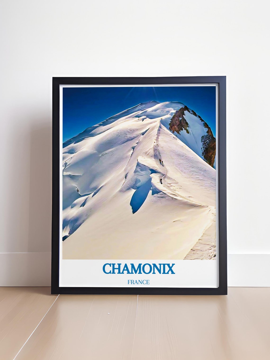 Chamonix France Mont Blanc Summit Ridge Climbers Snow Travel Poster - Image 4