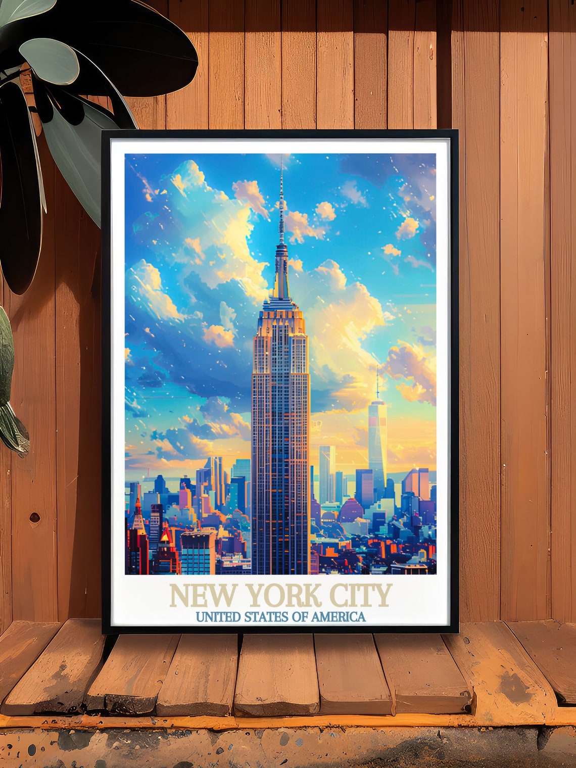 New York City Empire State Building Skyline Sunset Travel Poster - Image 2