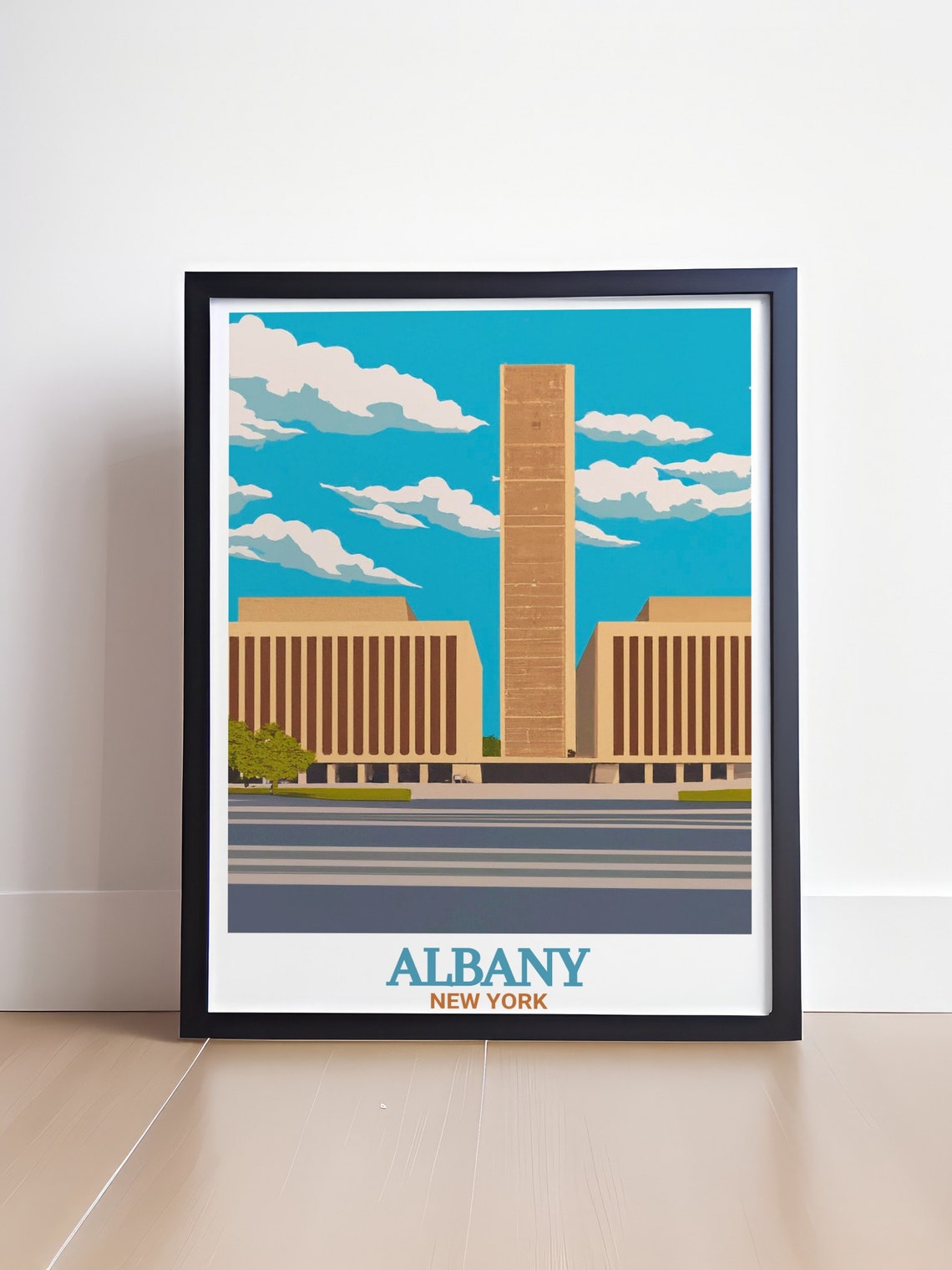 Albany Empire State Plaza Towers Under a Bright Blue Sky Poster - Image 4