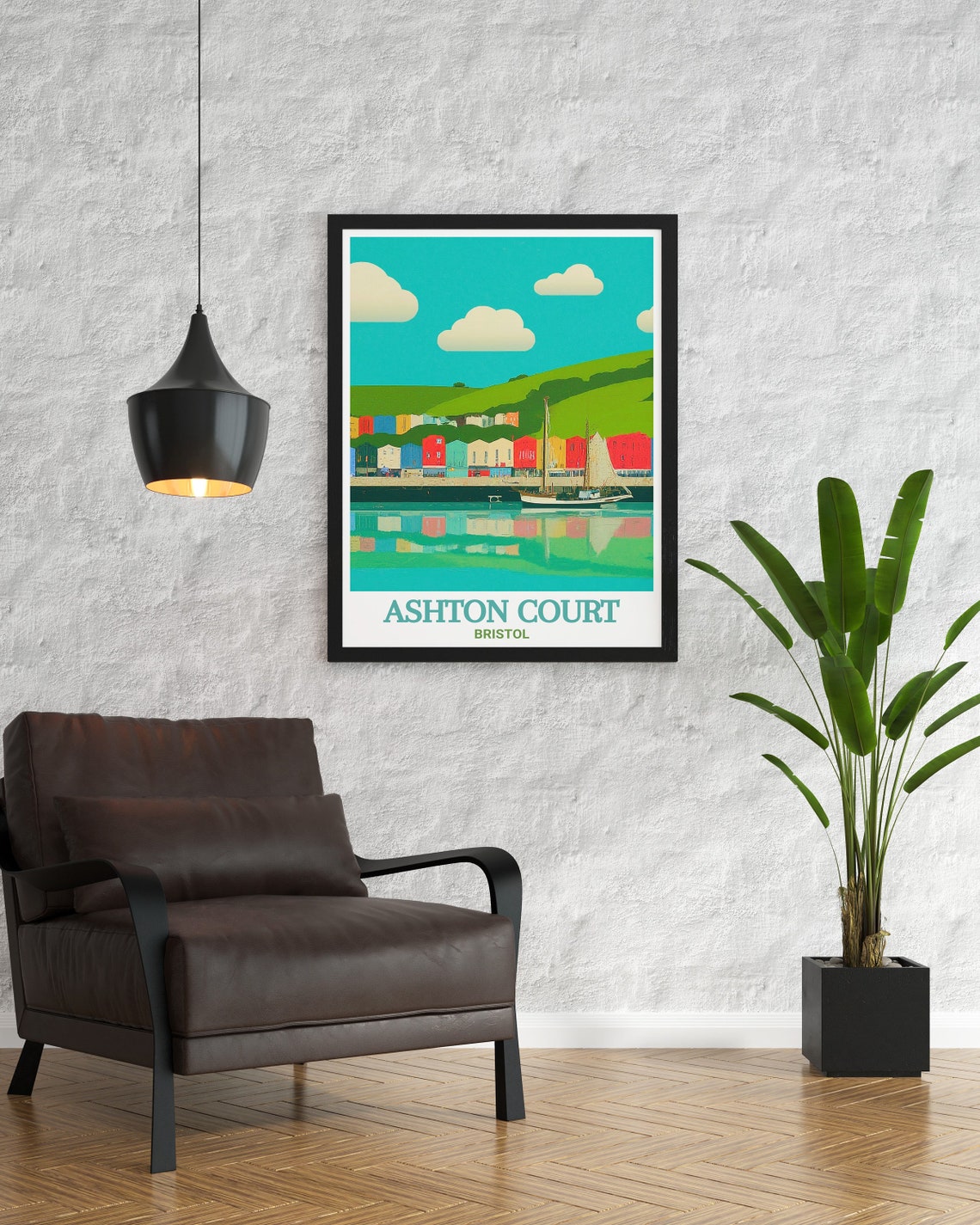 Ashton Court Bristol Colourful Harbour Sailing Boats Scene Poster - Image 3