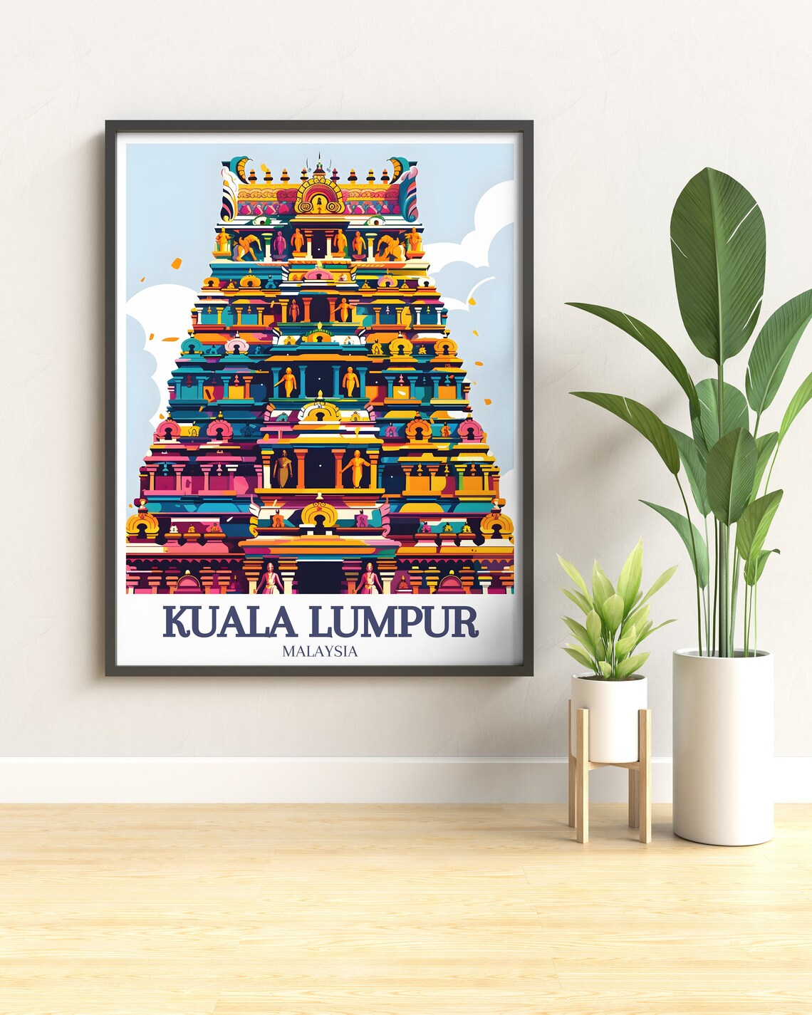 Kuala Lumpur Malaysia Colorful Hindu Temple Detail Travel Poster - Image 3