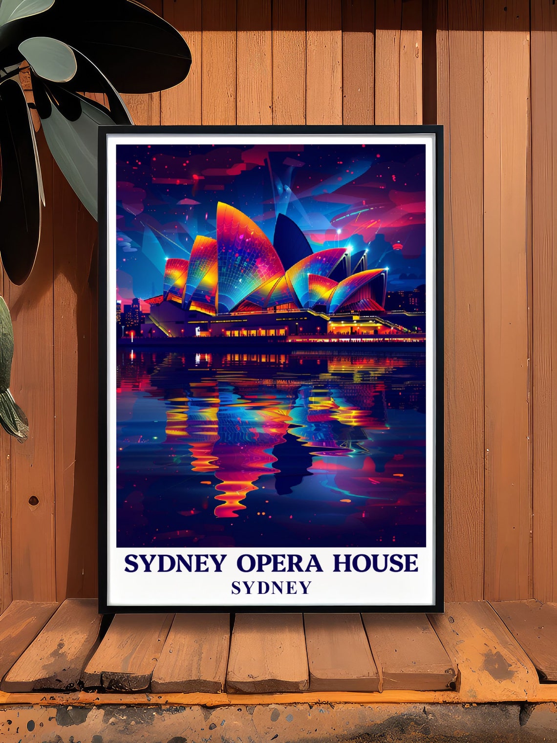 Sydney Opera House Neon Night Lights Vivid Sail Glow Travel Poster - Image 2