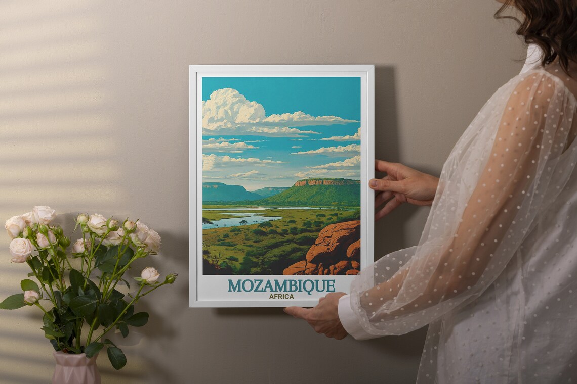 Mozambique Travel Print Gorongosa National Park Posters Mozambique Decor Mozambique Gifts Gorongosa National Park Art - Image 2