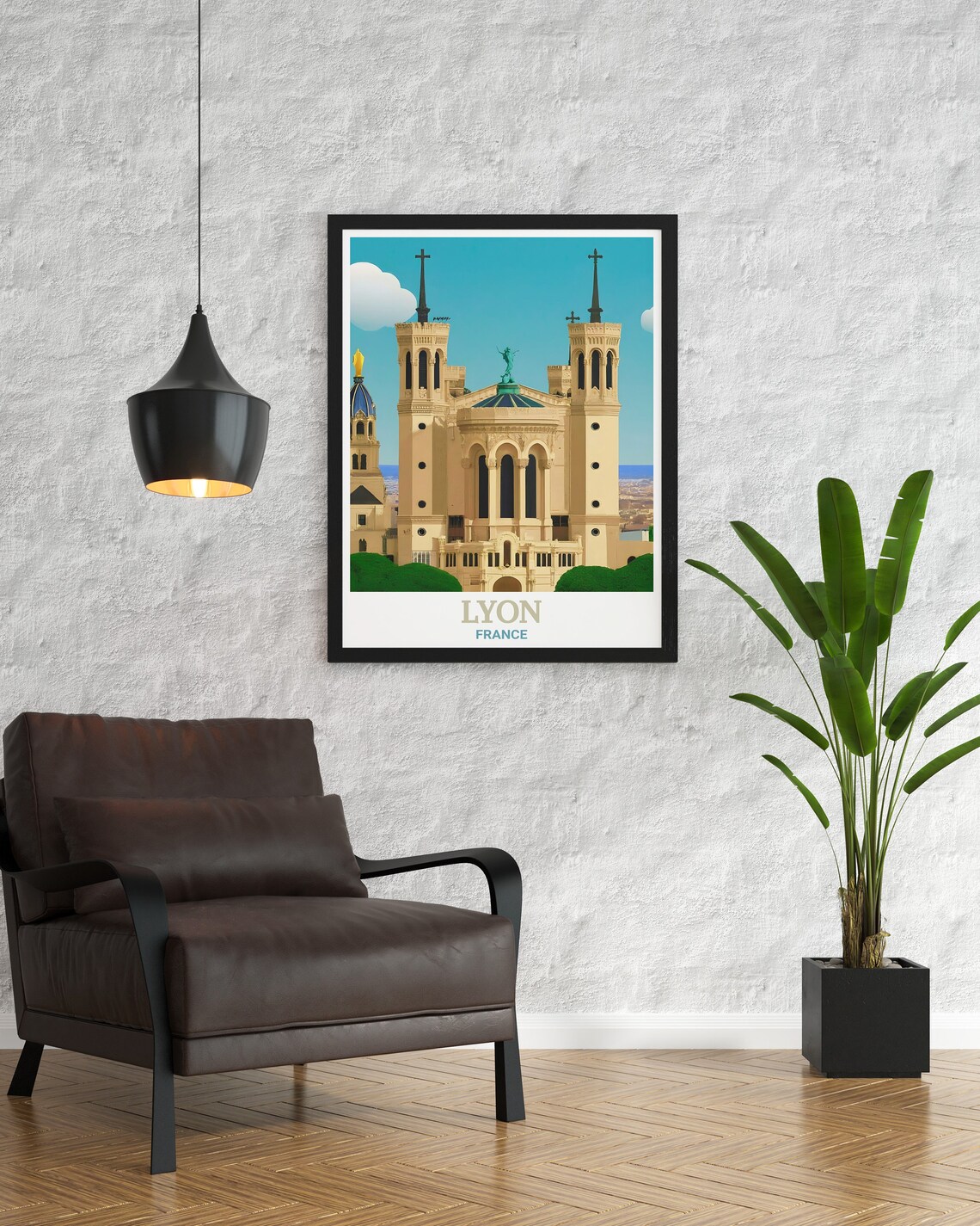 Lyon Basilica of Notre-Dame de Fourviere France Landmark Travel Poster - Image 3