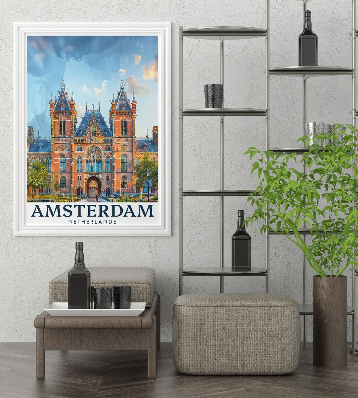 Amsterdam Rijksmuseum Watercolor Poster Netherlands Museum View - Image 2