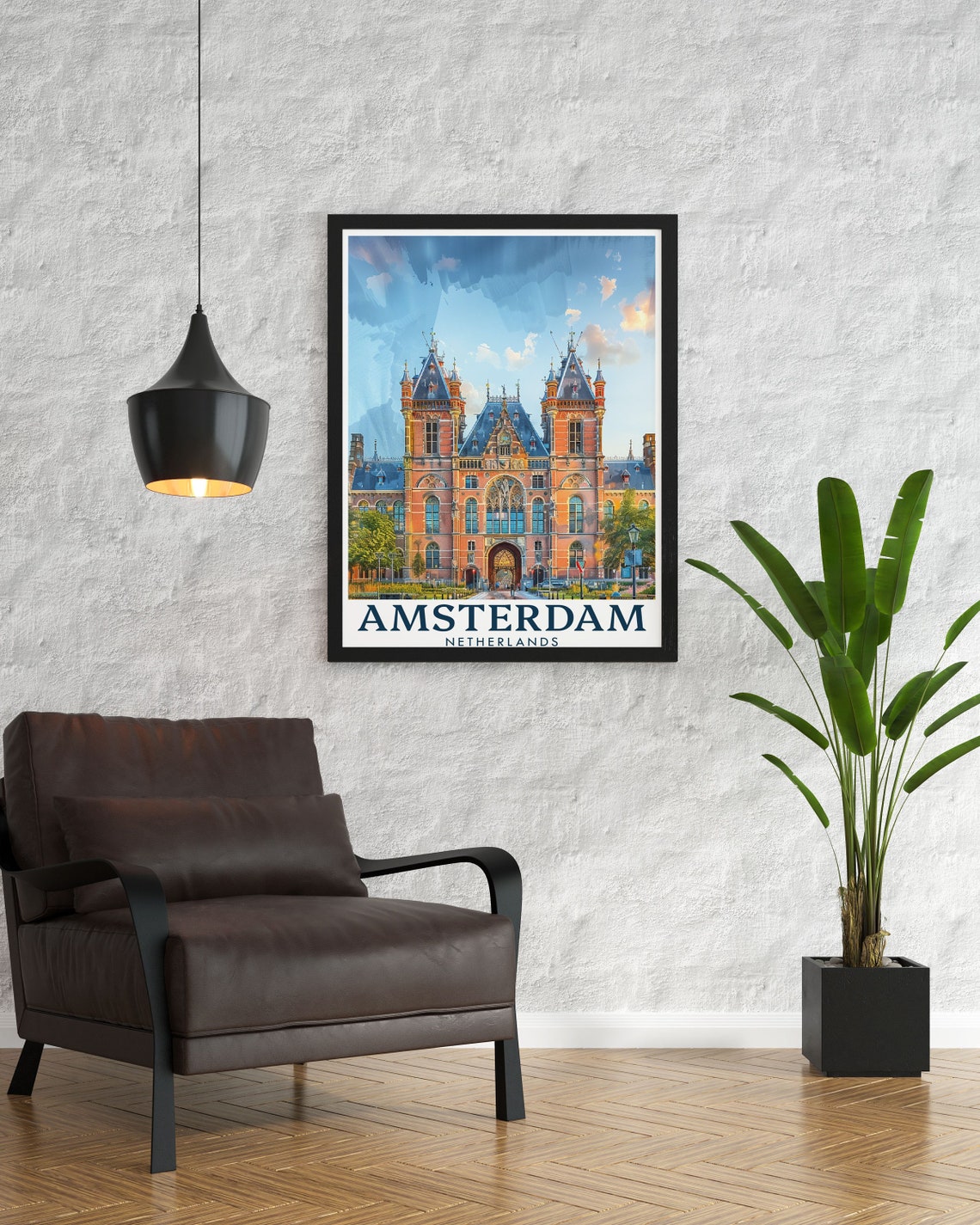 Amsterdam Rijksmuseum Watercolor Poster Netherlands Museum View - Image 3