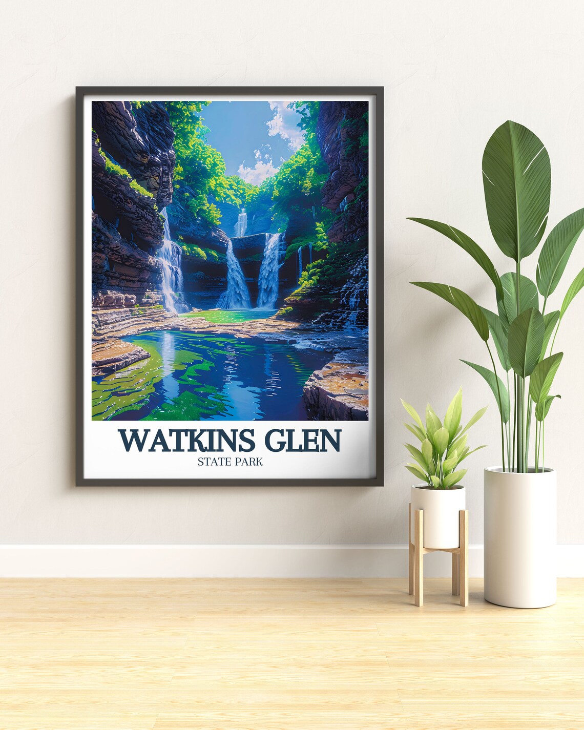 Watkins Glen State Park Triple Waterfalls in a Green Gorge Poster - Image 3