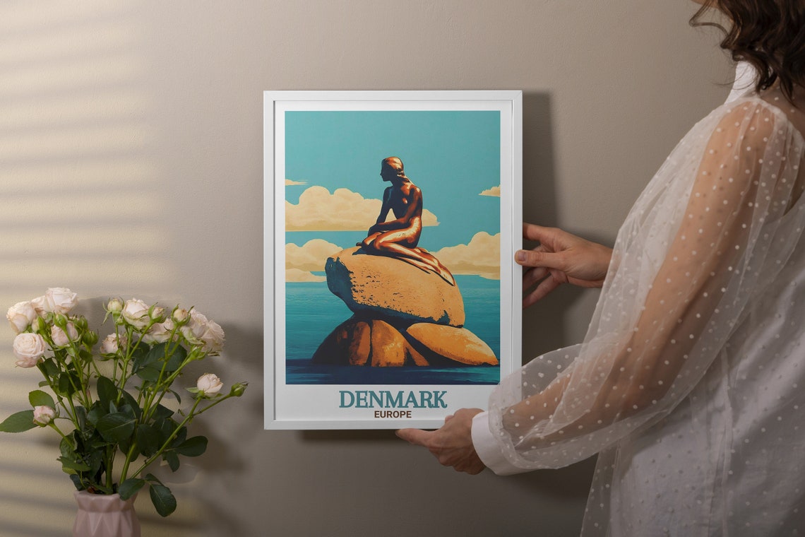 Little Mermaid Statue Denmark Copenhagen Harbour Landmark Poster - Image 2