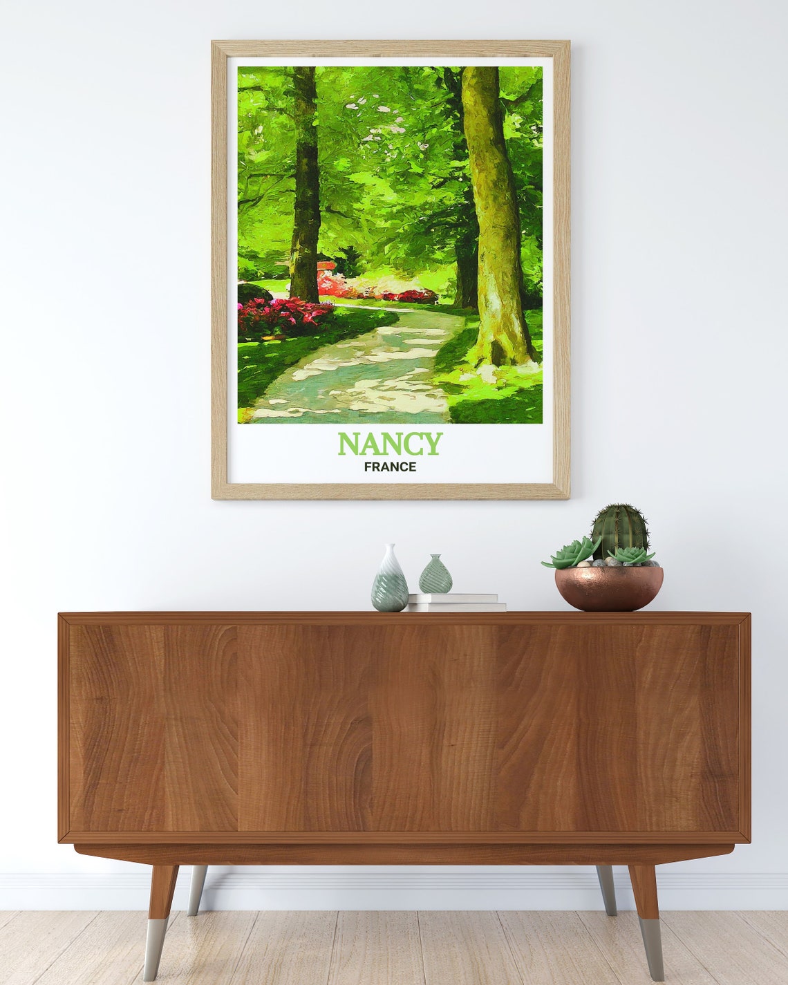 Nancy France Pepiniere Park Tree Lined Path Green Travel Poster - Image 2